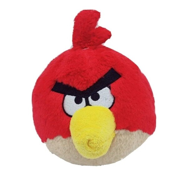Angry Birds Red Bird 6" Plush Stuffed Animal Toy Rovio 2010 Stuffie Bird Round - Picture 1 of 12